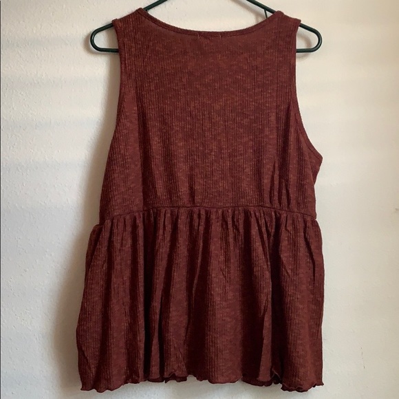 NEW Maurices Rustic Brown Drawstring Ribbed Tank - Picture 3 of 3